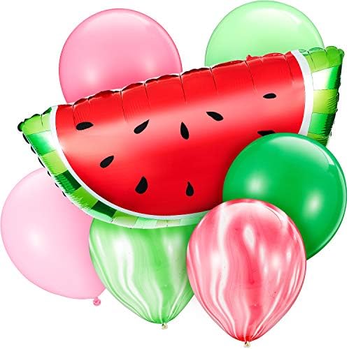 34 PCs Balões de melancia Decorações de festas incluem 30 PCs Balões de látex de melancia verde