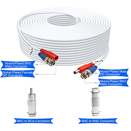 Aimyzii BNC Cable 100ft 2 pacote BNC Video Power Cable, cabo de segurança de vídeo all-in-one
